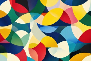 Poster - Abstract geometric background, artistic modern print. Vibrant shades of yellow, blue, red, and green, trendy pattern collection. Contemporary optical design