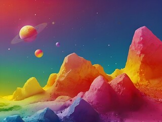 Wall Mural - abstract rainbow space background