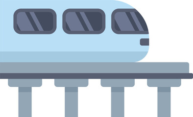 Poster - minimalist vector illustration of a modern high speed train moving on an elevated railway track, iso