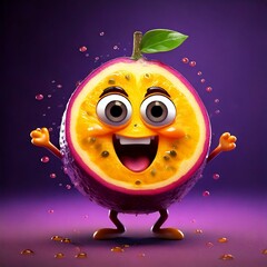 Sticker - Cute Cartoon Happy Passion Fruit Food Character 