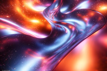 Vibrant cosmic swirls of light and color in a nebulous space fantasy scene