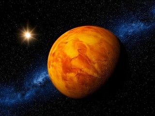 Wall Mural - Planet Venus on a dark space with star background 