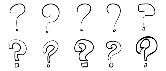 Poster - Set of hand drawn question marks. doodle questions marks. isolated on black and white. vector illustration
