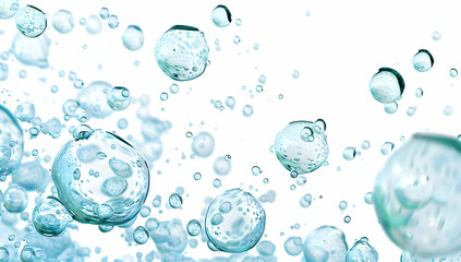 Poster - Water bubbles floating on a white background