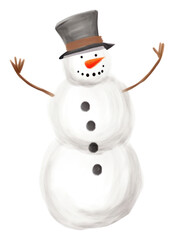 Canvas Print - PNG Snowman dancing winter white white background.