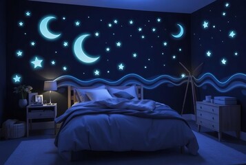 Use dark walls with glow in the dark calming motifs like stars m