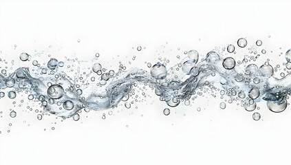 Poster - A single line of bubbles, air, and water on a white background