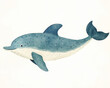 © Robert Kneschke - Charming folk art dolphin illustration in storybook style, showcasing a cute, whimsical marine animal in blue hues on a light background, perfect for children's books and nursery decor.