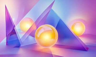 A colorful image of three spheres and three triangles