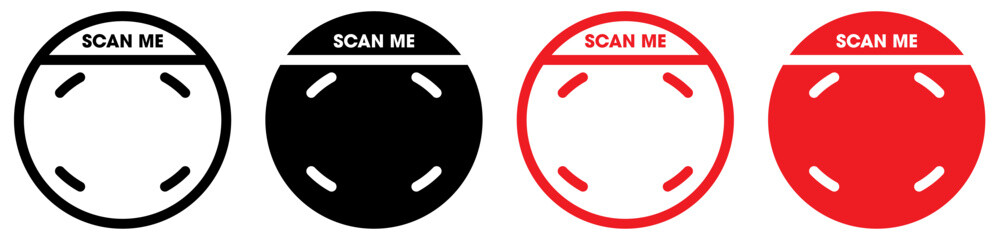 Scan me QR code blank frame. printable scan here sticker template for shop payment, website, app, ui. vector illustration.