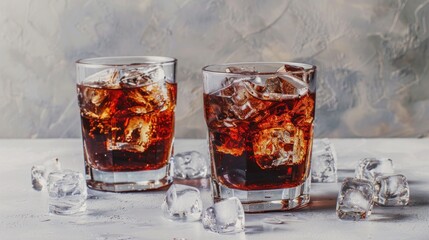 Two Glasses of Cola with Ice