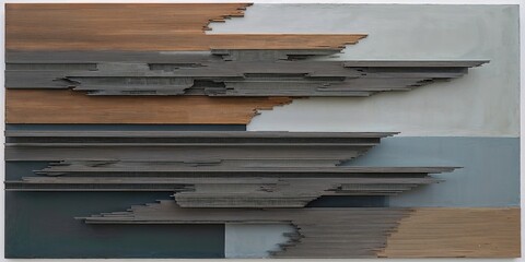 Abstract Wood and Metal Composition with Grey and Brown Tones