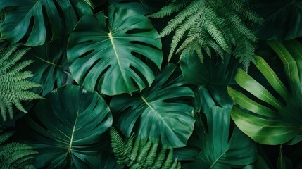 Aufkleber - Lush Green Tropical Leaves and Ferns