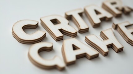 Close-up of Wooden Letters on a Light Background for Creative Projects