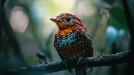 Close-Up of a Beautiful Bird Perched on a Branch