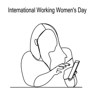 International Women's Day March 8th single line art design