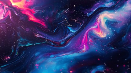 Aufkleber - A colorful painting of a galaxy with a blue swirl in the middle