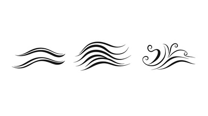 Wall Mural - Simple Black Wave Icons for Design Projects