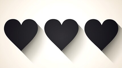 Wall Mural - Simple Vector Icons of Hearts with Shadows