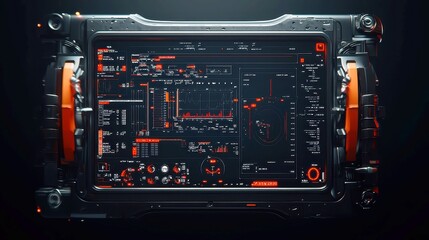 Poster - Dynamic animation of a digital scope scanning financial data, set against a sleek black background, showcasing data processing with smooth transitions and visual clarity.