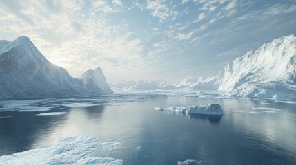 Aufkleber - A beautiful, serene landscape of a frozen lake with mountains in the background