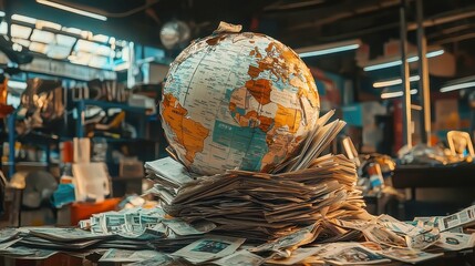 Poster - Global news digital backdrop, vibrant world map, interconnected networks, modern design, ideal for media presentations, informative graphics, engaging visual storytelling.