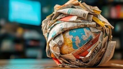 Poster - Global news network backdrop, digital globe design, vibrant colors, modern aesthetic, ample free space for text, ideal for news updates and information sharing