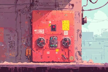 Poster - Pixelated puzzle chambers featuring intricate pressure plates and levers, designed for immersive gameplay and strategic problem-solving in a vibrant digital environment.