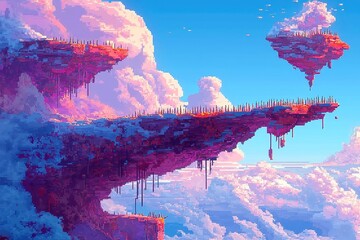 Poster - Dynamic pixelated barriers, shifting with precision, creating an engaging visual experience, enhancing the atmosphere with a vibrant pixel art aesthetic