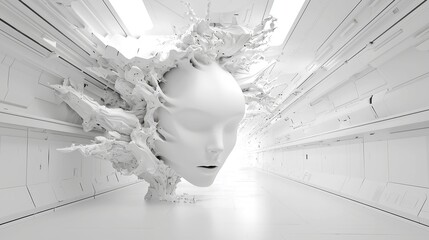Poster - Futuristic Monochrome Transition Masks, dynamic animated backgrounds featuring abstract block figures in black and white, versatile templates for seamless visual storytelling