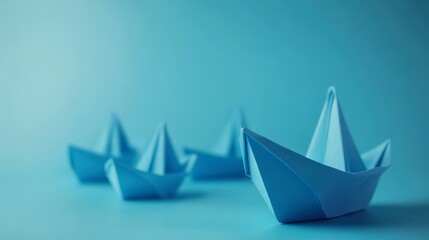 Blue Paper Boats on a Calm Background