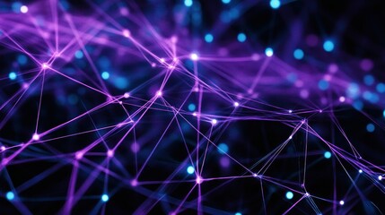 Poster - Abstract Network of Interconnected Glowing Lines and Dots