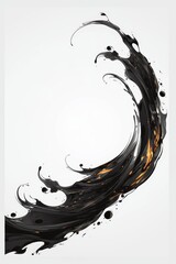 Poster - Abstract splash of black and gold paint swirls elegantly on a light background.