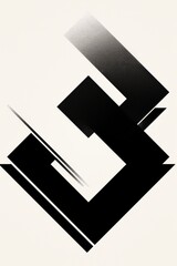 Poster - Abstract geometric composition in black and white with dynamic shapes and lines, conveying modern art aesthetics.