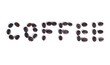 © Nargiza - word coffee made from dark coffee beans isolated on white background