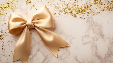 Wall Mural - Elegant gold bow on light background