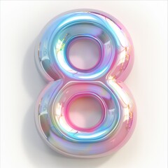 Poster - a colorful holographic number eight with sparkling reflections displayed against a plain background