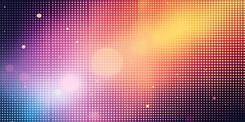 Canvas Print - Abstract colorful background with a grid of dots and bright light bursts.