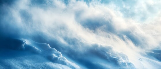 Poster - Serene Winter Landscape with Soft Snow and Clouds