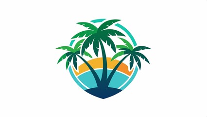 Logo for a travel agency Palms Island Tourism Leisure Tour Tickets Hotel Cruise Around the world trip Backgrounds for advertising Texture editor Picture marketing Image business Wallpaper