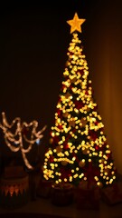 Wall Mural - A beautifully decorated Christmas tree with twinkling lights.