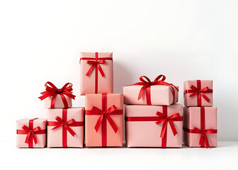 Aufkleber - Various Christmas gift boxes are arranged neatly on a clean white background for decoration purposes always.