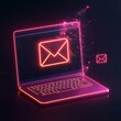 © Ace64 Studio - New email alert on laptop communication connection message to global letters in the workplace.