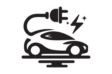 Electric Car Charging Logo Icon Vector Illustration