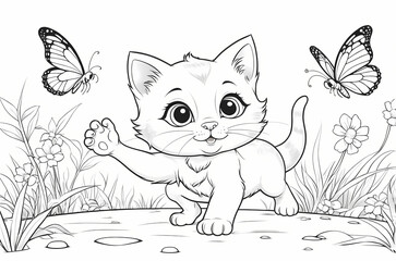 Beautiful Cat Coloring Pages for Children with Playful and Charming Feline Characters