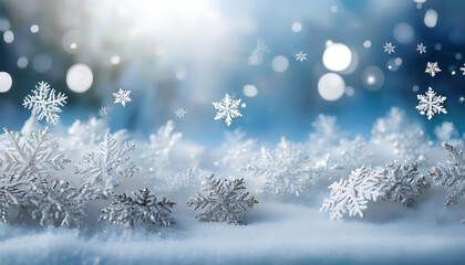 Poster - Soft white snowflakes fall gently on a serene winter scene with a subtle Christmas backgrou_1(602)