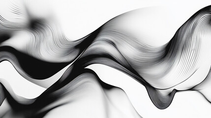 Fototapete - Abstract black wave flowing on white background. Abstract black wave design isolated on white background. abstract black wave and curve design ,modern and smooth motion white background, generative ai