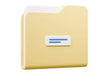 Fototapete - 3d Folder file icon. Minimal Yellow Office Files Folder Data Storage Bank Data Office Files Fold icon. Document form information report. Business work company document management concept. 3d render.