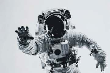 Wall Mural - astronaut in a spacesuit on a light background. generative ai