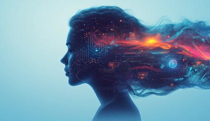 Poster - Digital Human Mind With Futuristic Technology Elements